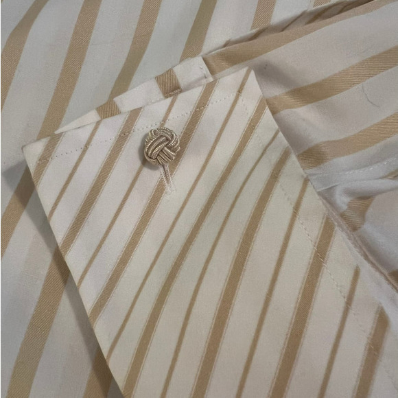 Talbots Button-up Blouse in Gold and White Stripes, Size 8 - Picture 6 of 6